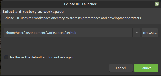 eclipse choose workspaces folder