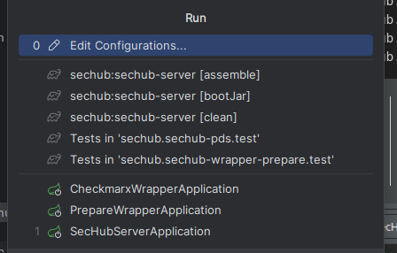 intelliJ run configurations edit