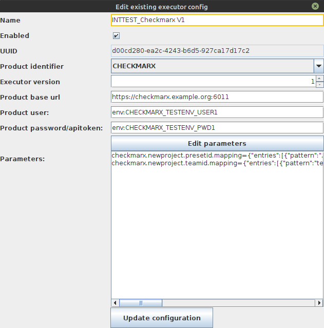 sechub daui checkmarx executor config example