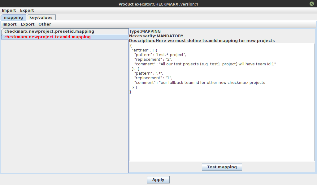 sechub daui checkmarx executor parameter editor mappings example