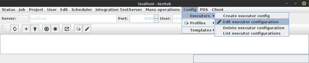sechub daui config edit executor config menuentry