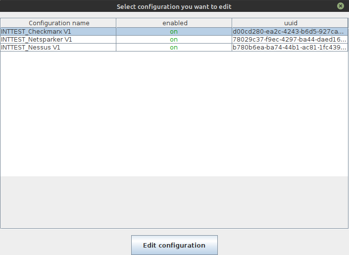 sechub daui select executor config to edit